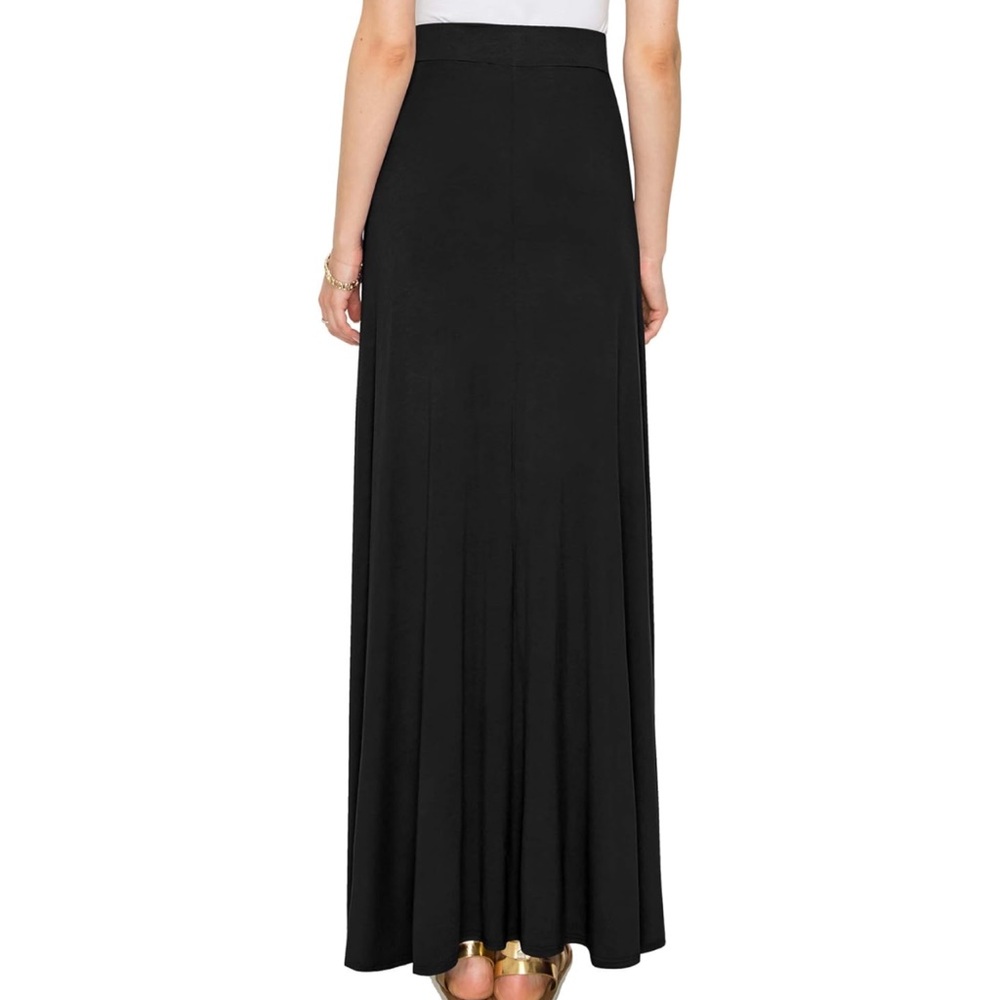 Women's Black Stretchy Maxi Skirt - Picture 2 of 6